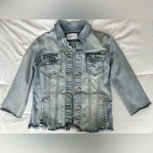 KanCan Distressed Raw Hem Denim Jacket- Light Wash XS